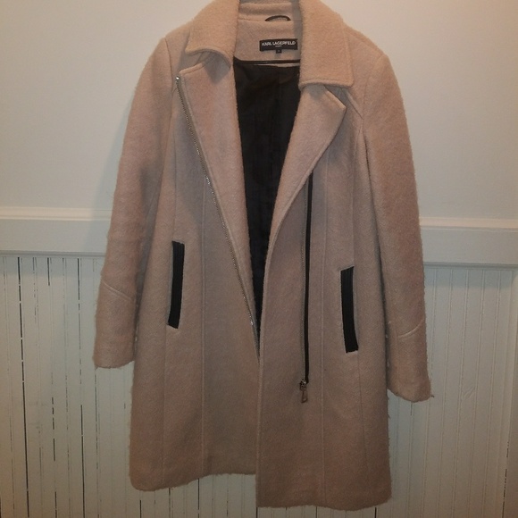 Karl Lagerfeld pink/nude wool winter coat - Picture 3 of 5